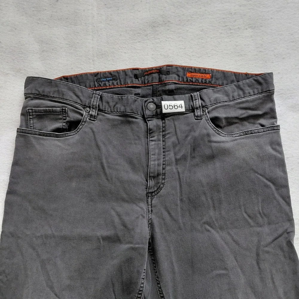 Alberto Men Pipe Cosy Jeans Regular Slim Fit Gray W38 L34 Stretch Dark Denim Y2K